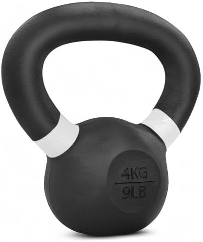 Yes4All Kettlebell, Heavy Duty Powder Coated Cast Iron Kettlebells, Non-Slip Handle & Flat Bottom for Conditioning, Strength Training & Full Body Exercises at Home Gym - Single & Pair