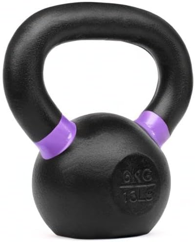 Yes4All Kettlebell, Heavy Duty Powder Coated Cast Iron Kettlebells, Non-Slip Handle & Flat Bottom for Conditioning, Strength Training & Full Body Exercises at Home Gym - Single & Pair