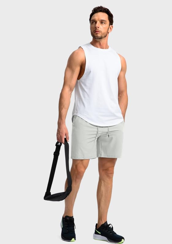 Men's Running Shorts with Zipper Pockets 9 Inch/ 7 Inch / 5 Inch Lightweight Quick Dry Gym Workout Athletic Shorts for Men(7inch)