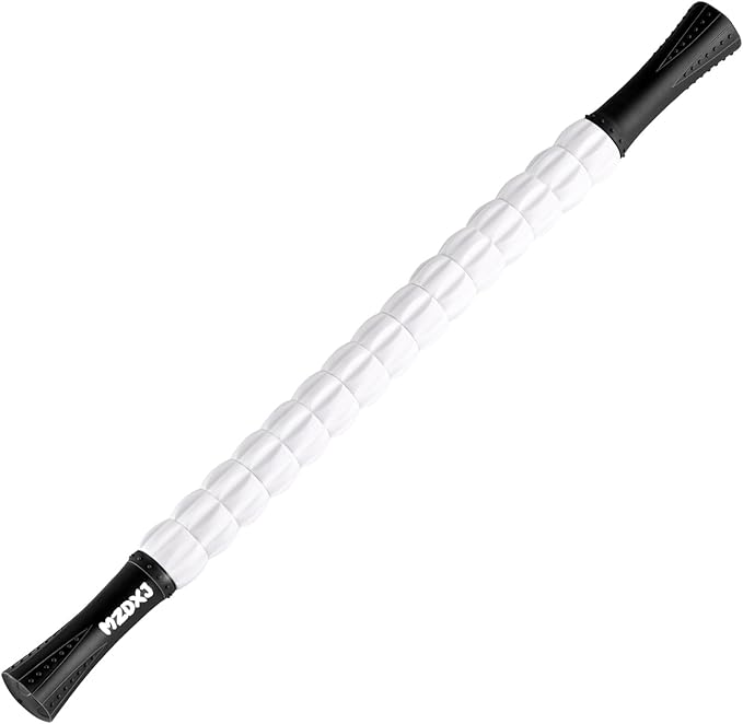 MZDXJ Muscle Roller Stick for Athletes - Deep Tissue Fascia Blaster & Roller Massager for Myofascial Pain Relief - Handheld Physical Therapy & Recovery Tool(-Black White-24 inch)