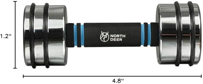 Northdeer Steel Dumbbells Ultracompact & Adjustable Chrome Dumbbell with Foam Handles 5lb 10lb 15lb 20lb 30lb 50lb Home Gym Workout (Choice of Size)