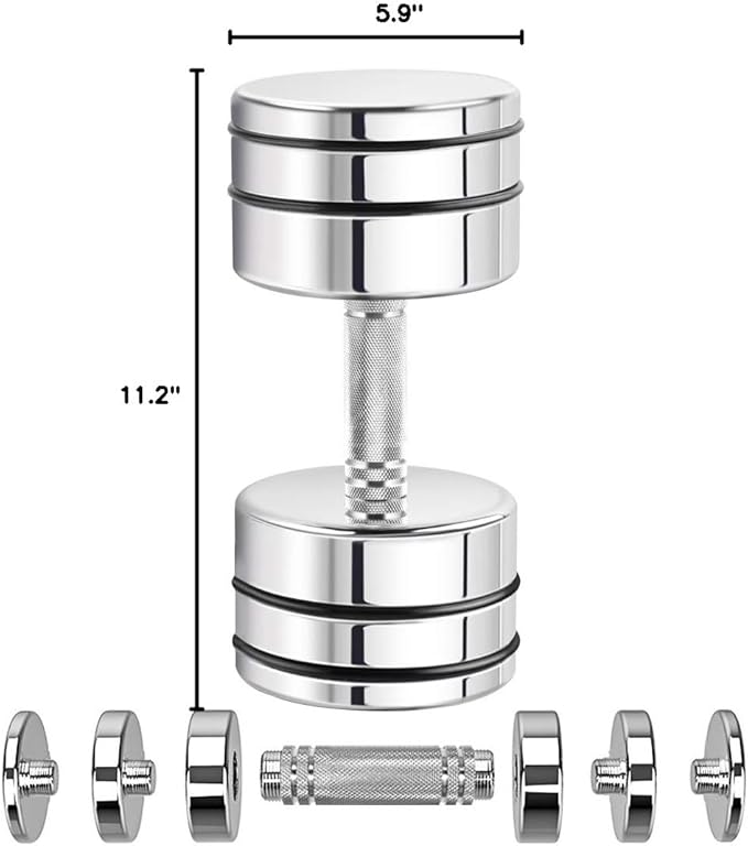 Northdeer Steel Dumbbells Ultracompact & Adjustable Chrome Dumbbell with Foam Handles 5lb 10lb 15lb 20lb 30lb 50lb Home Gym Workout (Choice of Size)