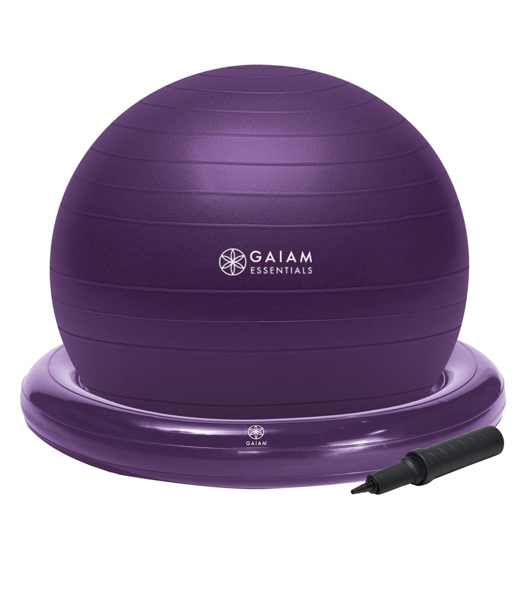 Gaiam Essentials Balance Ball & Base Kit, 65cm Chair (Grey)