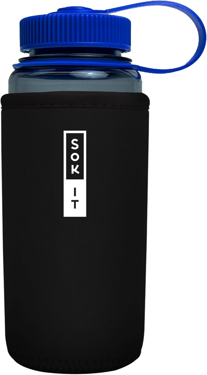 Sok It BotlSok Water Bottle Sleeve Insulated Neoprene Cover (Black, Fits 16oz CamelBak or Nalgene)