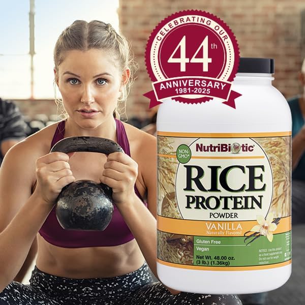 NutriBiotic ??Vanilla Rice Protein, 3 Lb (1.36kg) | Low Carb, Keto-Friendly, Vegan, Raw Protein Powder | Grown & Processed Without Chemicals, GMOs or Gluten | Easy to Digest & Nutrient Rich