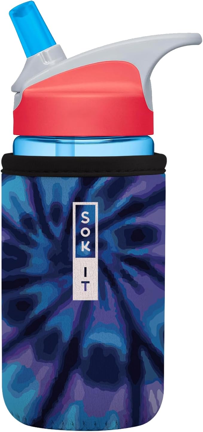 Sok It BotlSok Water Bottle Sleeve Insulated Neoprene Cover (Blue Tie Dye, Fits 12oz CamelBak or Nalgene)