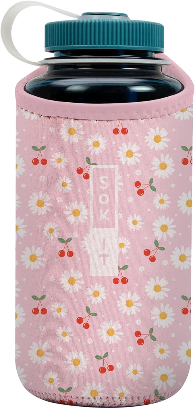 Sok It BotlSok Water Bottle Sleeve Insulated Neoprene Cover (Cherry Bomb, Fits 32oz Nalgene)