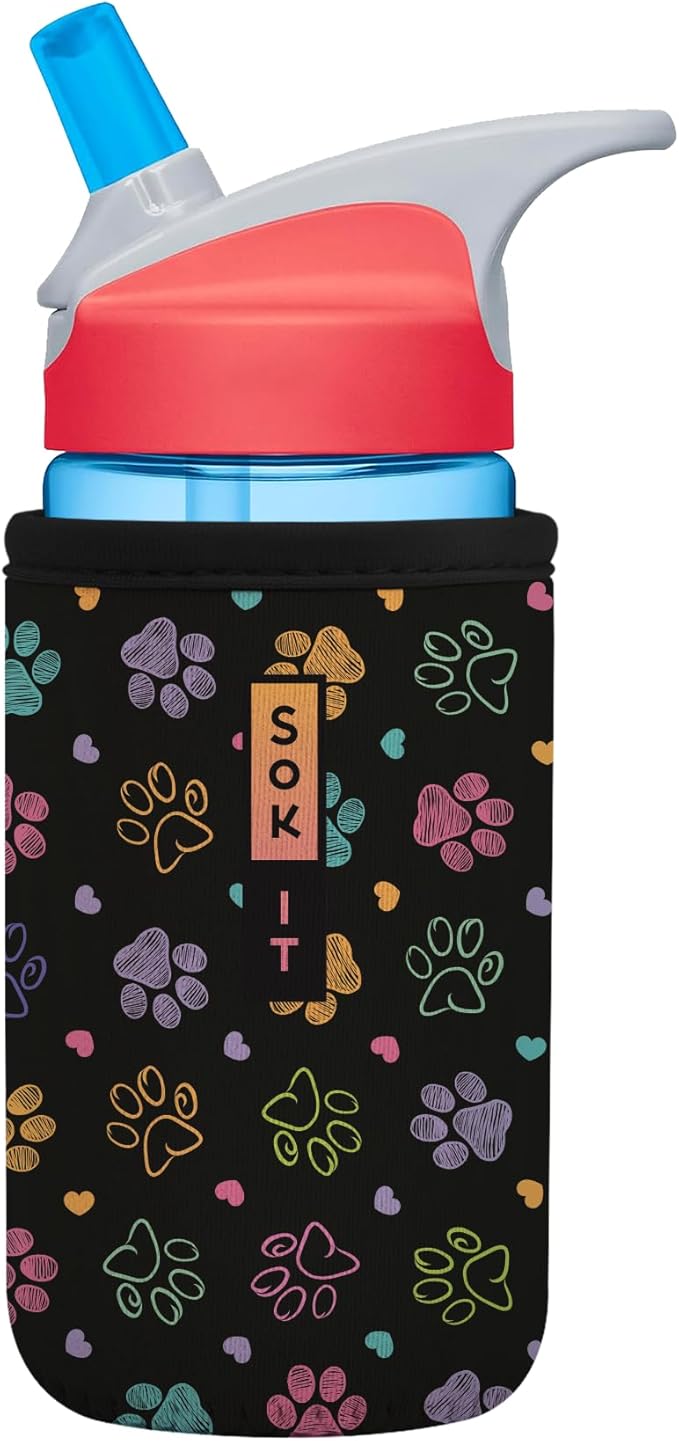 Sok It BotlSok Water Bottle Sleeve Insulated Neoprene Cover (Furry Footprints, Fits 12oz CamelBak or Nalgene)
