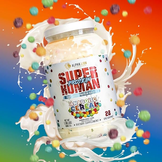 ALPHA LION Superhuman Whey Protein Powder, Great Tasting Pure Isolate, Low Carb, Sugar, No Bloat Post Workout, Muscle Recovery & Growth (28 Servings, Anabolic Cereal) 31.2175 Ounce