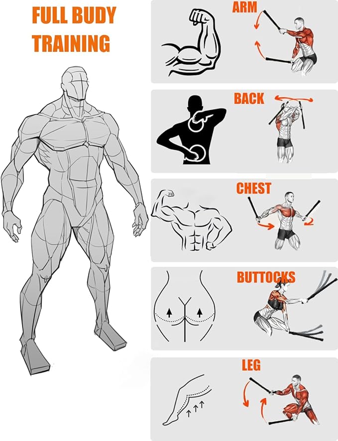 Basan Ropeless Battle Rope for Home Gym,Heave Duty Home Gym cordless Battle Rope for Advanced Fitness Training, Low-Impact Cardio Training Durable Core Strength Arm Muscle Builder Ropes