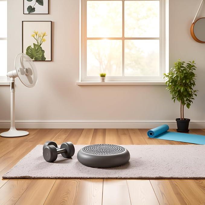 AppleRound Inflated Wobble Cushion with Hand Pump, Air Stability Board (Extra Thick), Core Balance Disc for Adults, Sensory Wiggle Seat for Kids, Flexible Seating for All Age, 13.5in / 34cm Diameter