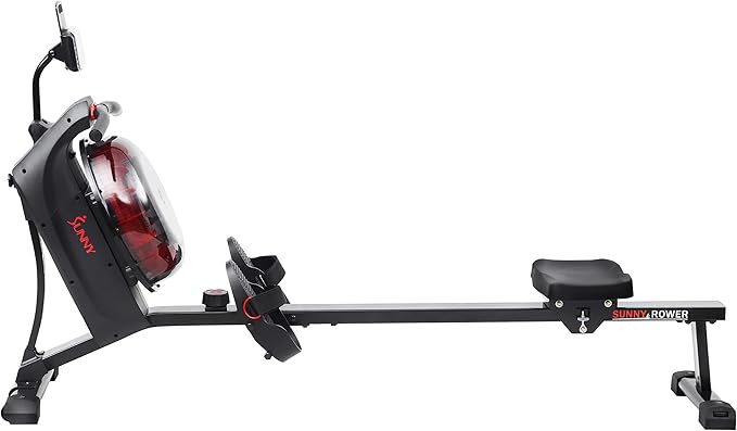 Sunny Health & Fitness Elite Water Rowing Machine with High Dynamic Resistance Vertical Tank, Low-Impact Full-Body Workout and Optional Free SunnyFit App Connectivity
