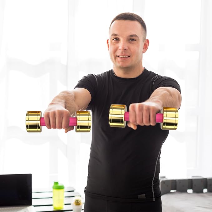 TECHNOAGE Round Dumbbell Sets with Steel Handle, Odorless Neoprene rubber Handle Cover