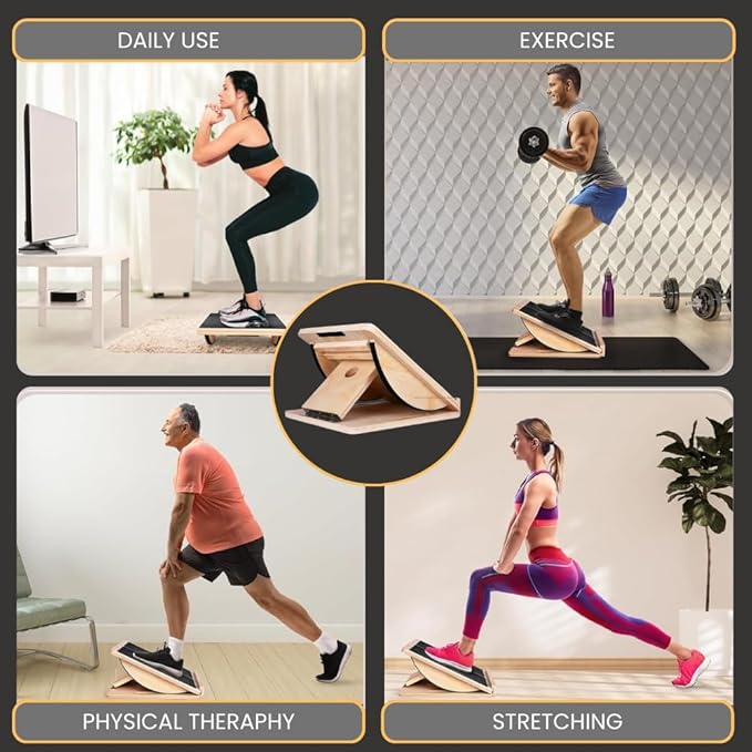 2-in-1 Fitness Slant Board for Calf Stretching Adjustable Incline Board for Mobility, Rehab, Yoga, Pilates, Planter Fasciitis Calf Stretcher Balance Board for Feet Heel Ankle ??Portable