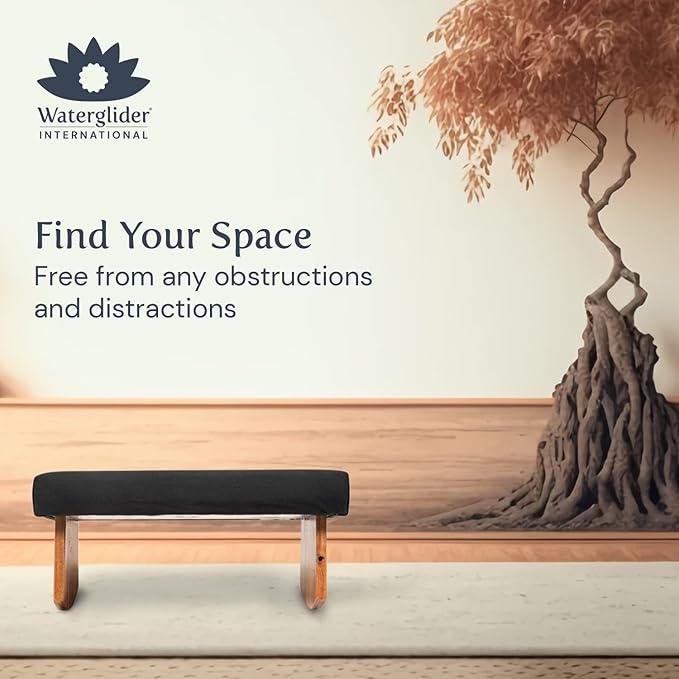 Meditation Bench (Zen Black), Seiza, Sustainable Acacia Wood with Curved Bottom Edges for The Perfect Posture, Meditation Stool, Prayer Bench, Meditation Chair, Yoga Stool