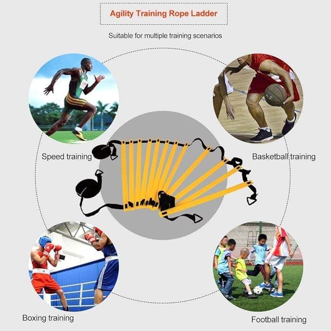 Agility Ladder, Speed Ladder, Speed Training Equipment Set, 20ft Agility Ladder, 12 Soccer Cones, Running Parachute, Basketball Football Soccer Training Equipment for Kids, Youth, Adults
