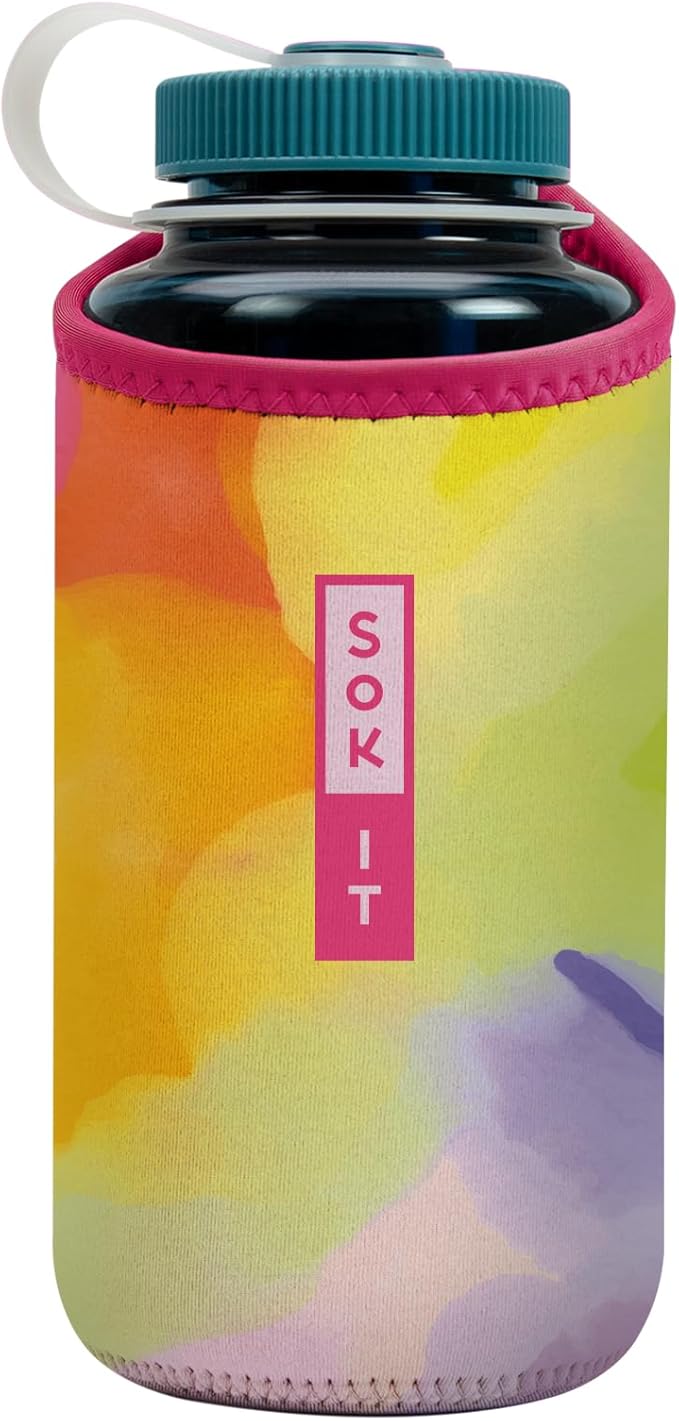 Sok It BotlSok Water Bottle Sleeve Insulated Neoprene Cover (Color Burst, Fits 32oz Nalgene)