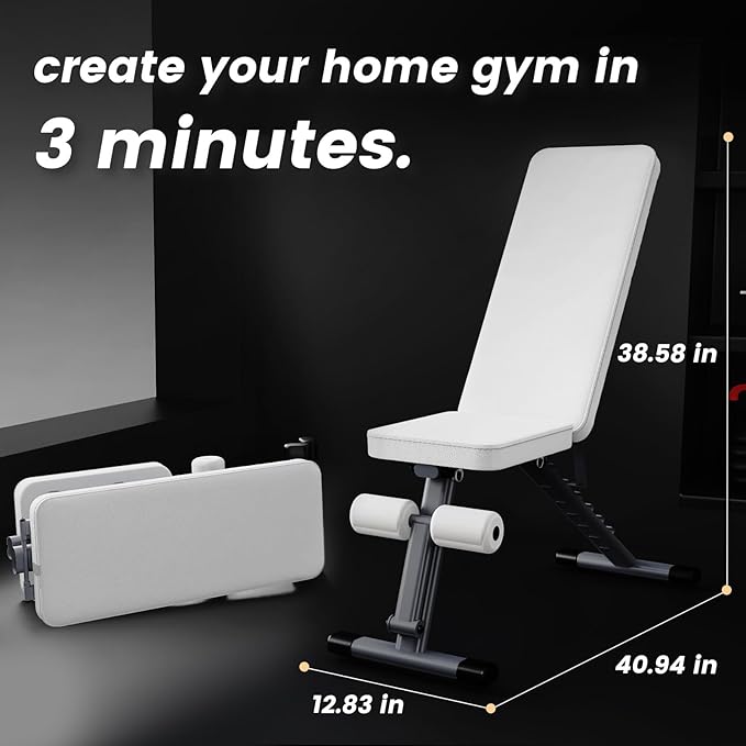 Adjustable Weight Bench for Home Gym,1025 LB Stable Workout Benches for Full Body Strength Training,Dumbbell Exercise,3 Sec Fast Folding Sit up Bench