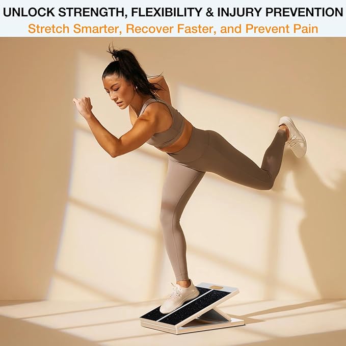 TEMI Slant Board for Calf-Stretching - Wooden Incline Wedge Stretcher for Squats, Foot & Ankle Mobility, Portable Fitness Equipment, Balance Block for Heel Stretch