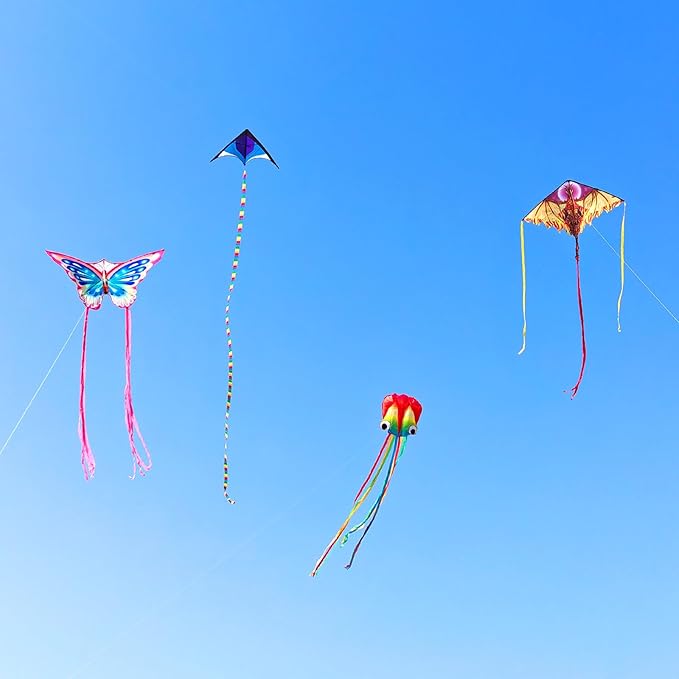 4Pack Large Kite Set - Easy to Fly for Kids Adults, Beach & Park & Outdoor Activities, Perfect for Easter and Festival