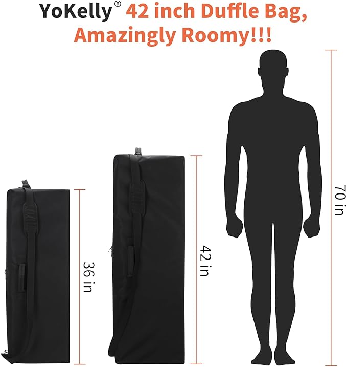 150L Extra Large Duffle Bag - 42 inch Heavy Duty Luggage Bag for Travel/Camping - Black