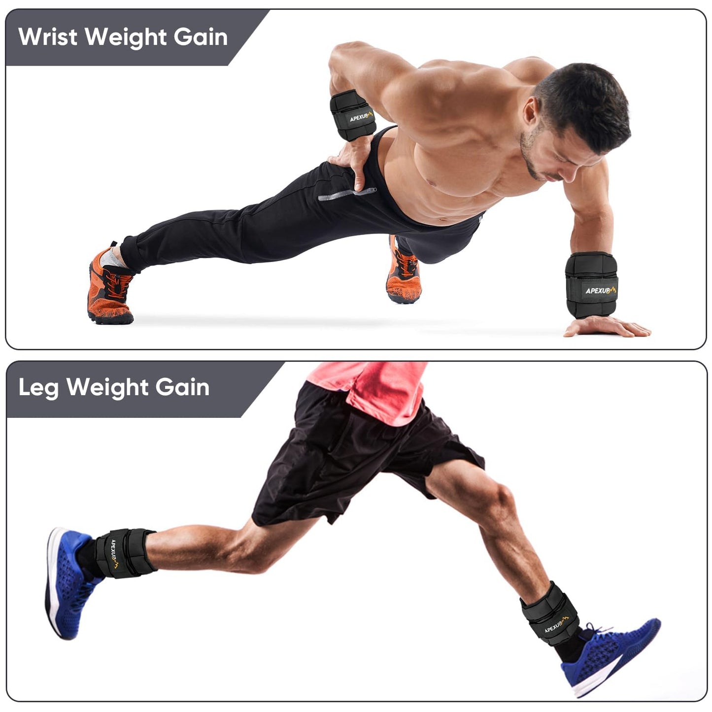 APEXUP 10lbs/Pair Adjustable Ankle Weights for Women and Men, Modularized Leg Weight Straps for