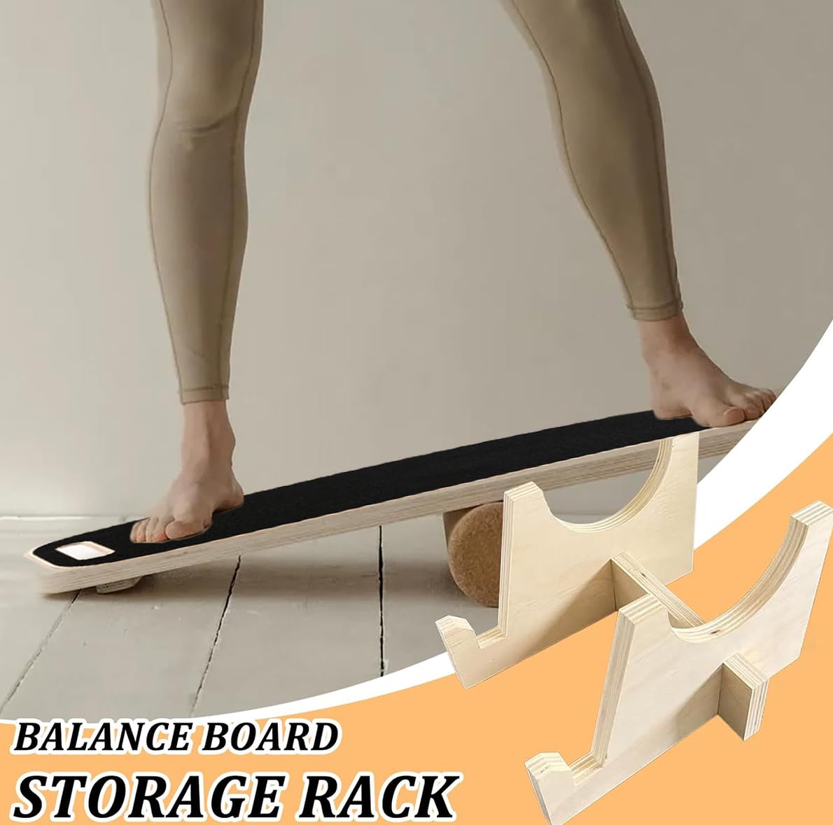 Toibena Balance Board Wooden &8 modes Trainer with Cork Roller Load 350Lbs