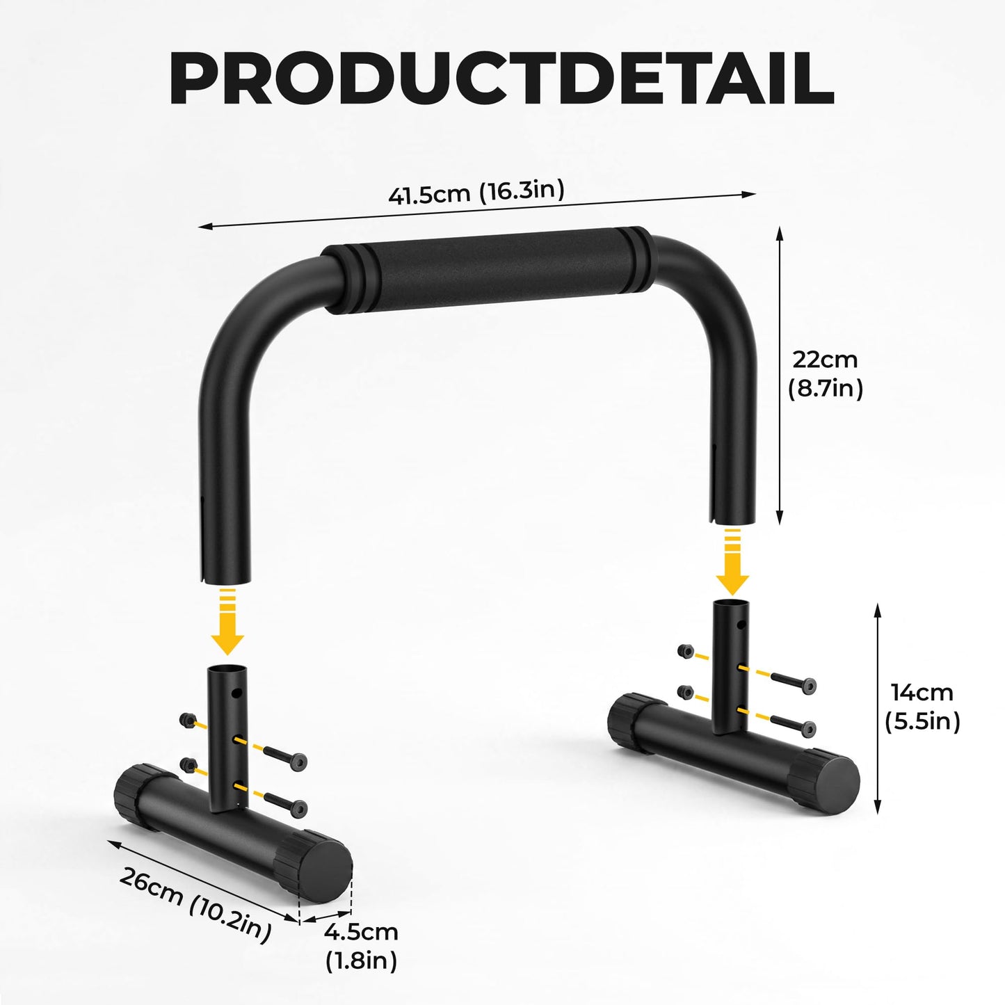 Push Up Bars, Adjustable 10-12.5 Inch Parallettes Bars