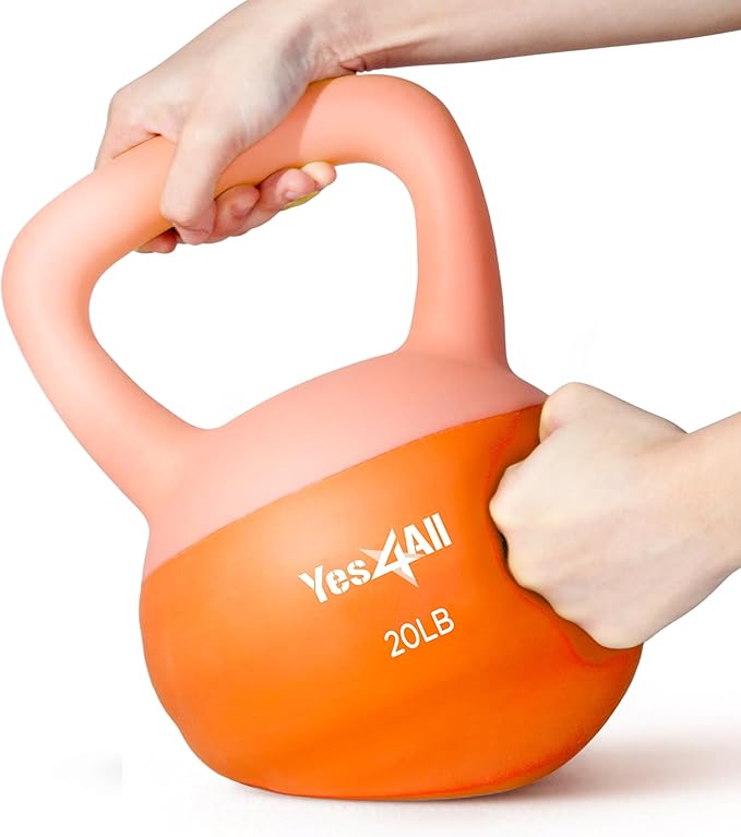 Yes4All Soft Kettlebell, PVC Kettlebells Exercise Weights & Color-Coded Strength Training Kettlebells with 4 Options (5,10,15,20lb), Gentle Hand Weights for Women at Home
