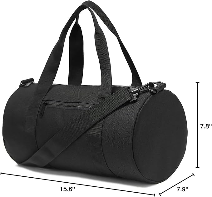 Small Gym Bag Duffel Bag for Women Men Fitness Sports Bag Workout Adjustable Detachable Shoulder Strap Lightweight Carry on Travel Duffle Bag (Black, 15" / Mini / 12L)