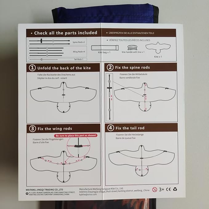 70.8" Eagle Kite for Adults and Kids - Easy to Fly and Assemble, Single Line Beach and Park Kite for Family Outdoor Activities, Comes with 300ft String Handle.