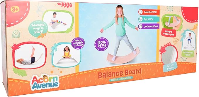Non Slip Balance Board, 35 Inch Non Slip Felt Rocker Board Durable Wood, Kids Toddler Open Ended Learning Toy, Yoga Curvy Board