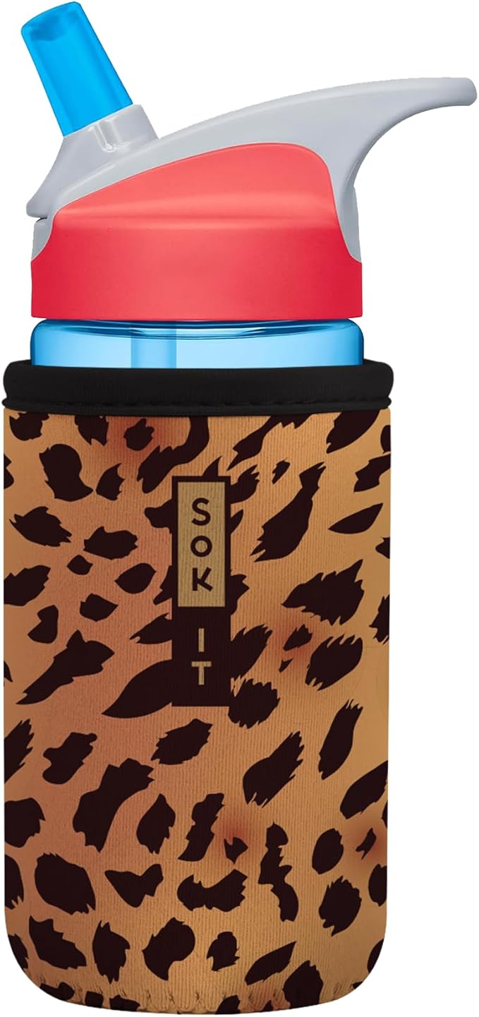 Sok It BotlSok Water Bottle Sleeve Insulated Neoprene Cover (Classic Leopard, Fits 12oz CamelBak or Nalgene)
