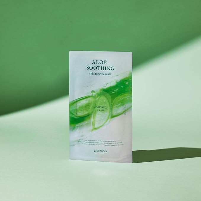 LEADERS Aloe Soothing Skin Renewal Mask ??Calms Irritated Skin, Reduces Redness & Provides Deep Hydration ??Gentle Formula for Sensitive Skin ??Hydrating Face Mask with Aloe Vera ??10 Sheets