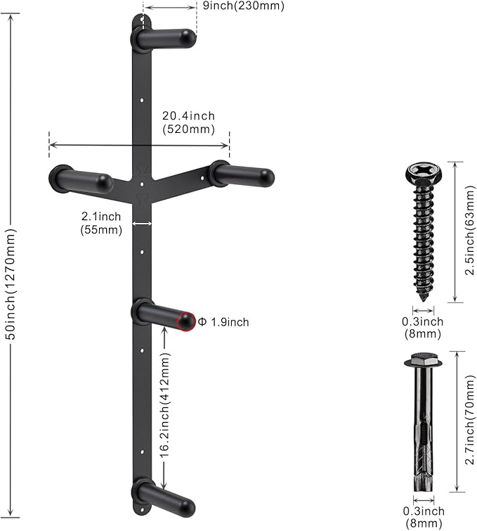 "Kipika Weight Plate Storage Rack - Wall Mounted Weight Plate Holder with Durable Steel Construction Organizer for Olympic Plates, 1000lb Capacity, Space-Saving for Home Gym"