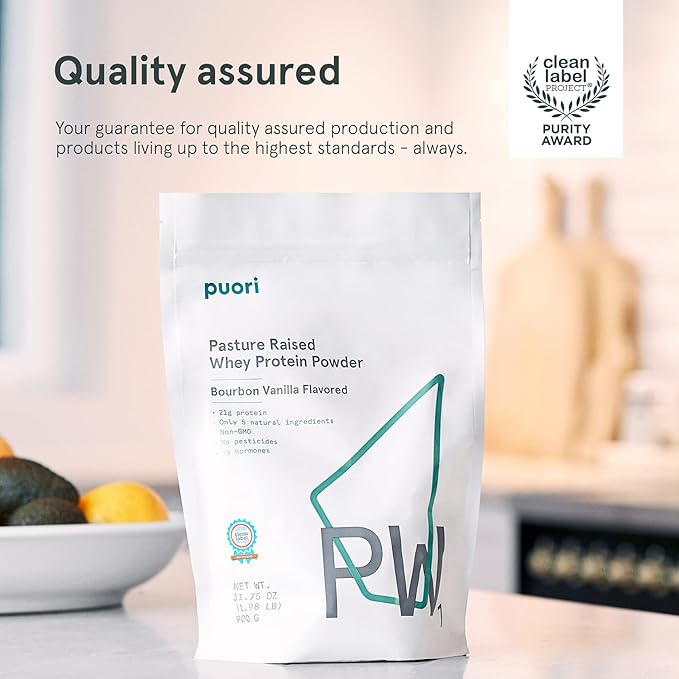 Puori Whey Protein Powder Bundle - Dark Chocolate and Bourbon Vanilla - PW1 Pasture-Raised Grass-Fed Non-GMO - 100% Natural and Pure for Muscle Growth - 21g Protein