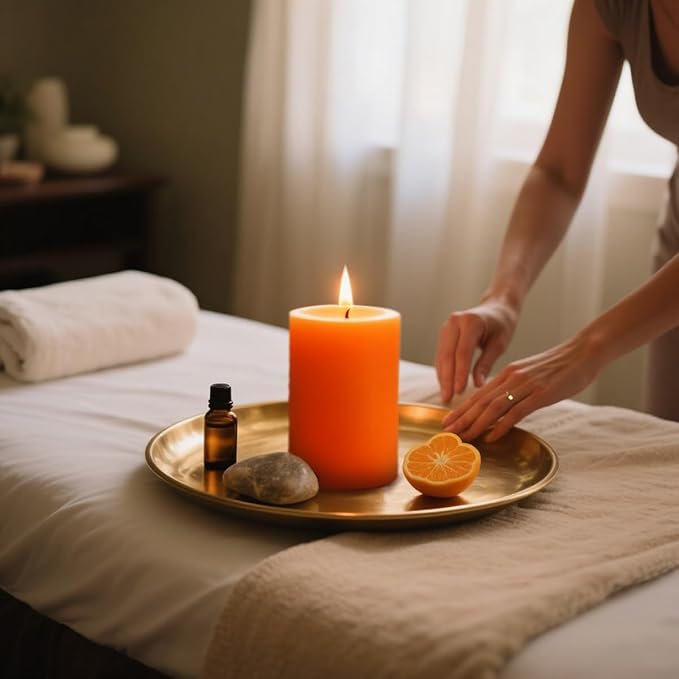 6 Packs 2.75x3.25 Inch Orange Pillar Candles, Unscented Dripless Non-Toxic Smokeless Fall Colored Autumn Cylinder Candles for Thanksgiving Home Dinner Table Decoration Emergency Power Outage