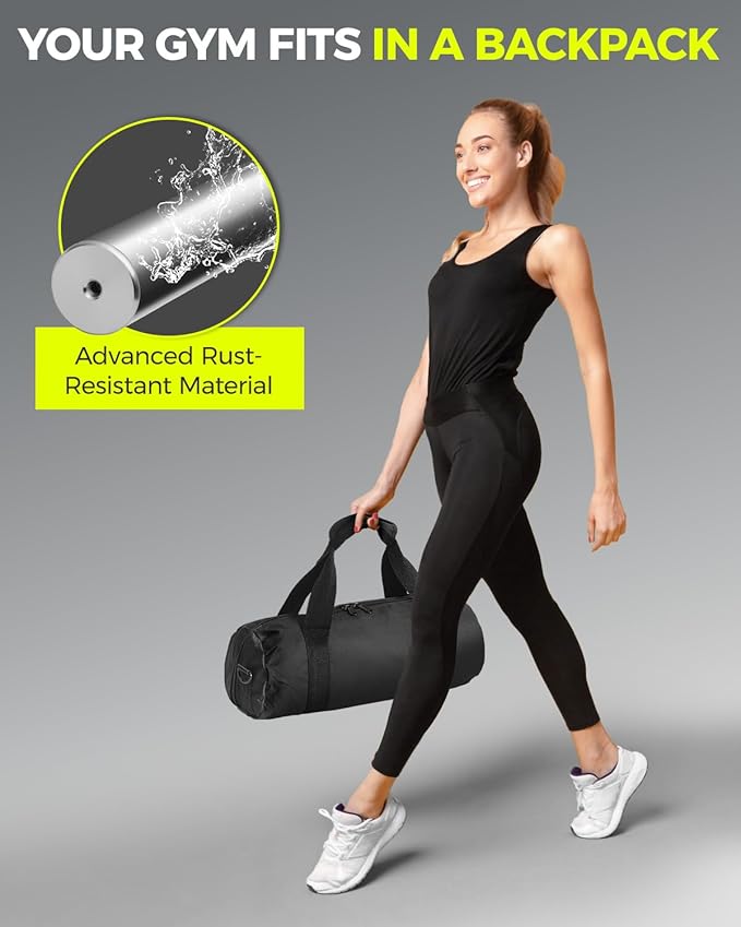 DASKING 4ft/4.9ft Barbell, 1-Inch Standard Detachable Bar, Portable Strength Training Bar for Weightlifting, Squat, Bench Press, Home Gym, 450LBS, Includes Silent Collars