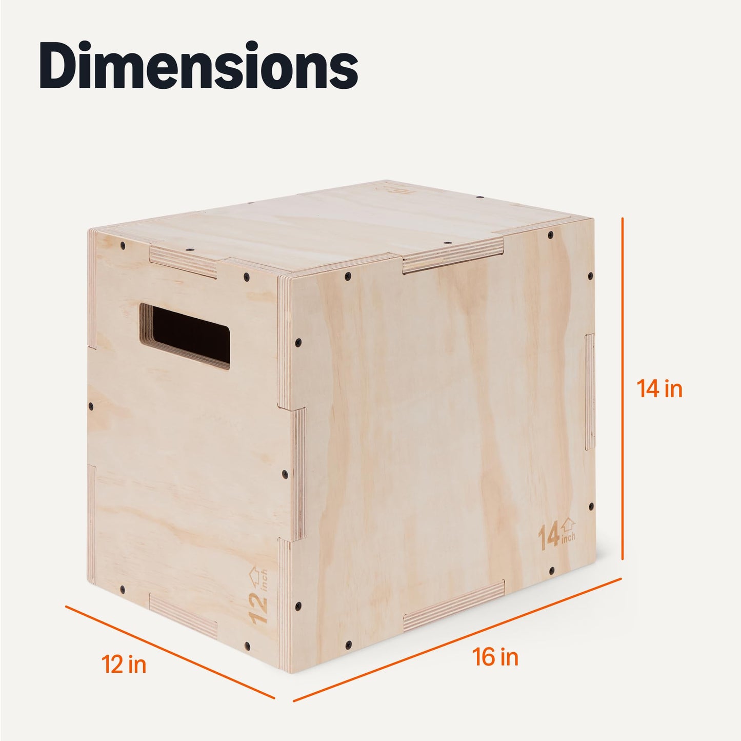Amazon Basics 3-in-1 Wooden Plyo Box, Non-Slip Plyometric Jump Box with Three Heights for Home Gym
