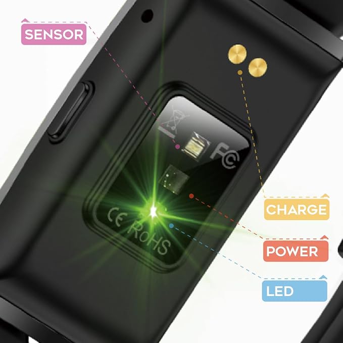 Smart Bracelet Activity Fitness Tracker, Health Wristband, Screenless Ultra Lightweight 17g Wearable 24/7 BP Health Monitor, 100+ Modes, Improve Sleep, Heart Rate Tracking for Women Men Free App