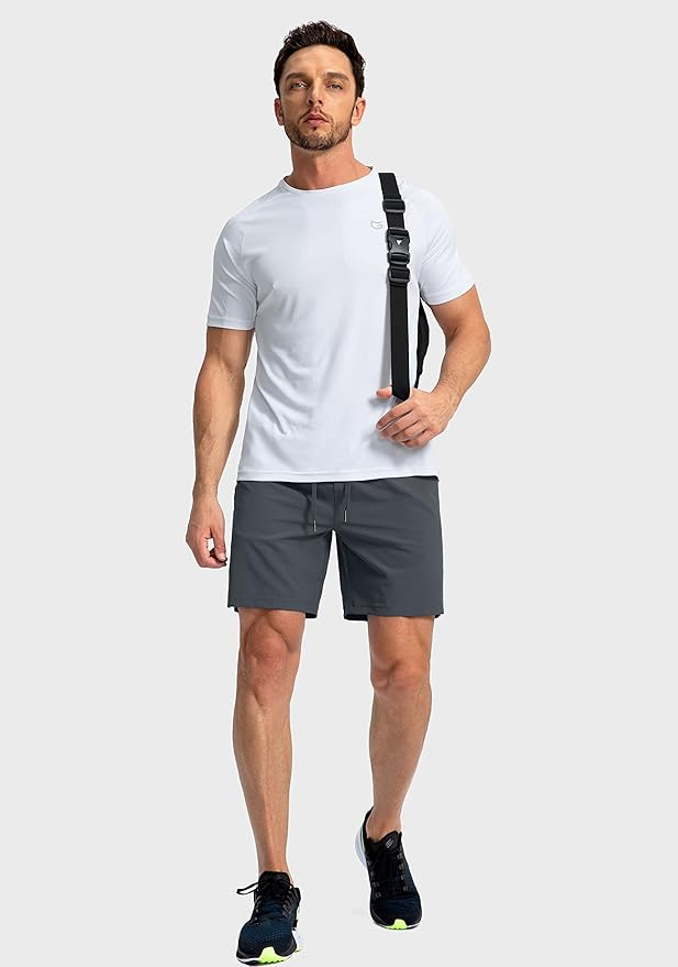 Men's Running Shorts with Zipper Pockets 9 Inch/ 7 Inch / 5 Inch Lightweight Quick Dry Gym Workout Athletic Shorts for Men(7inch)