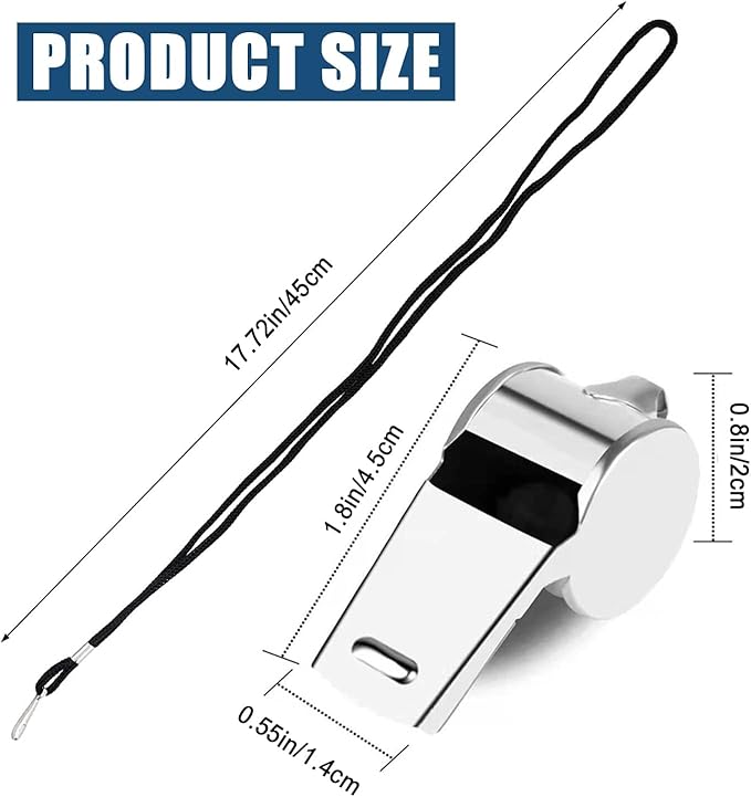 3 Pcs Whistle,Stainless Steel Sports Whistle with Lanyard for Coaches Referees Emergency Outdoor Sports
