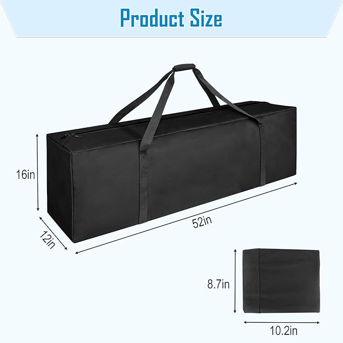 Sports Duffle Bag 52IN Extra Large Travel Duffel Luggage Bag with Upgrade 2-way Lockable Zippers, Durable & Water Resistant (52" Black)