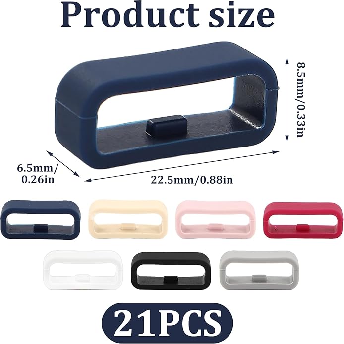 21 Pieces of Magic Band Clips, Magic Band Plus, Silicone Fastener Rings Loop Secure Holder Protectors Suitable for Smart Sports Watches(7 Colors)