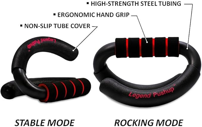 Legend Pushup ??Advanced Push-Up Bars to Eliminate Wrist Pain, Generate More Muscle Growth, Deliver Faster Results, and Prevent Plateaus ??Rocking Handle Design for Natural Movement and Effective Workouts