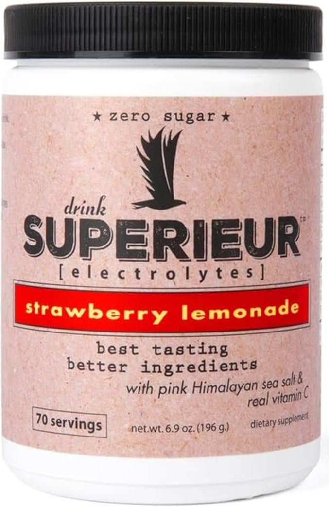 Superieur Electrolytes?“Plant Based Electrolyte Supplement w/Sea Minerals for Hydration & Recovery?“Keto Friendly, Non-GMO, Zero Sugar, Vegan Healthy Sports Drink Powder?“Strawberry Lemon(70 Serv)