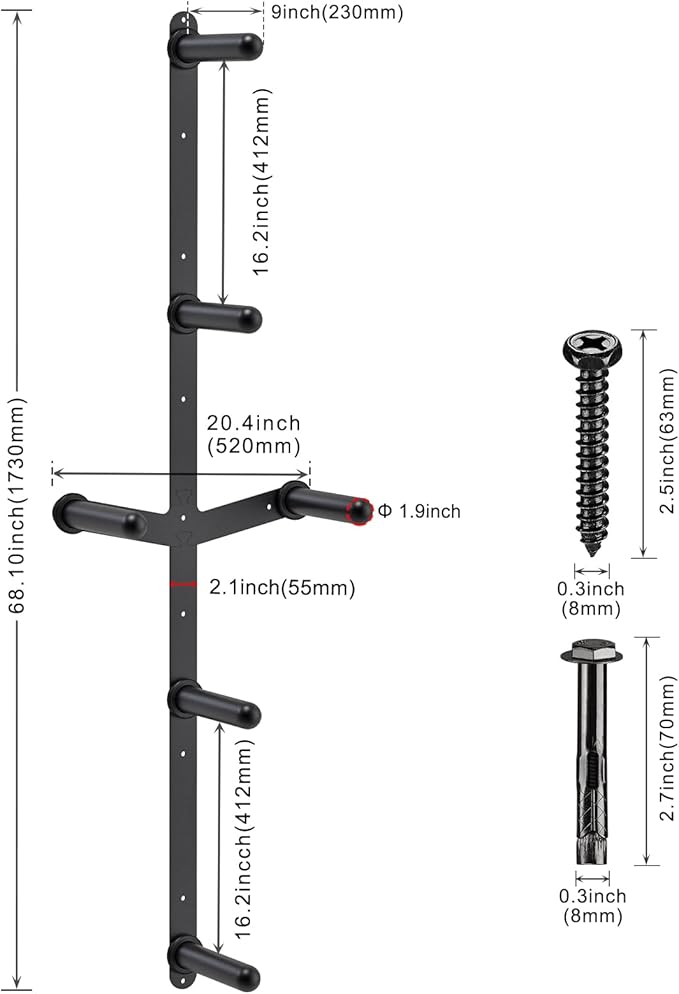 "Kipika Weight Plate Storage Rack - Wall Mounted Weight Plate Holder with Durable Steel Construction Organizer for Olympic Plates, 1000lb Capacity, Space-Saving for Home Gym"
