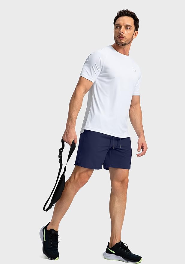 Men's Running Shorts with Zipper Pockets 9 Inch/ 7 Inch / 5 Inch Lightweight Quick Dry Gym Workout Athletic Shorts for Men(7" Inch)