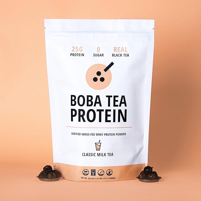 Classic Milk Tea Protein Powder | 25g Grass-Fed Whey Protein Isolate Powder | Gluten-Free & Soy-Free Bubble Tea Protein Drink | Real Ingredients & Lactose-Free | 19 Servings