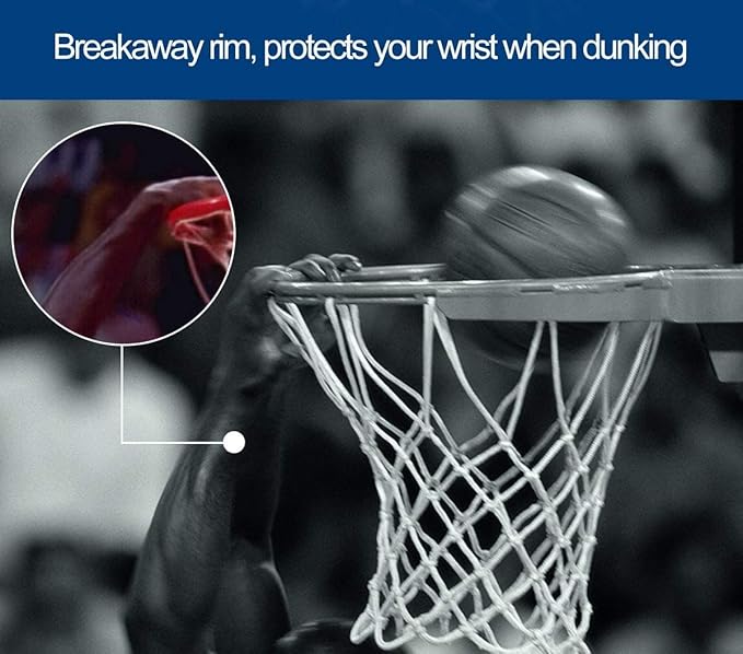 Professional 180º Heavy Duty Breakaway Basketball Rim,18 inch Single Spring Flex Rim Goal Replacement fit Indoor and Outdoor Backboard
